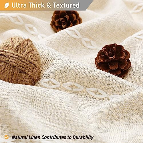 BTTN Boho Shower Stall Curtain 36x72 Narrow Linen Ultra Thick Striped Tassel Fabric Shower Curtain Set with 6 Hooks Half Modern Farmhouse Cottage Weighted Shower Curtains for Bathroom CreamBeige - Image 3