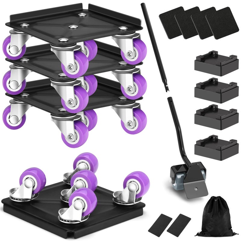 SGIP Heavy Duty Furniture Movers with Wheels, Carbon Steel Furniture Dolly, Heavy Furniture Moving Wheels Dollies Casters Rollers, Furniture Lifter Tool for Moving Furniture, Max Load 1200LB (4.1 x 4.1 IN) - Image 1