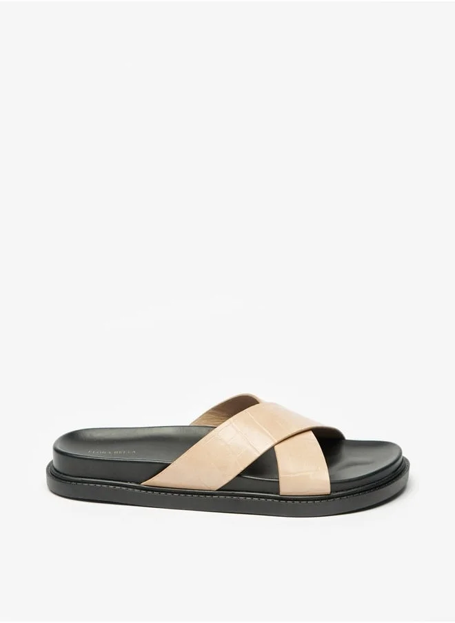 فلورا بيلا Women Textured Slip-On Cross Strap Sandals