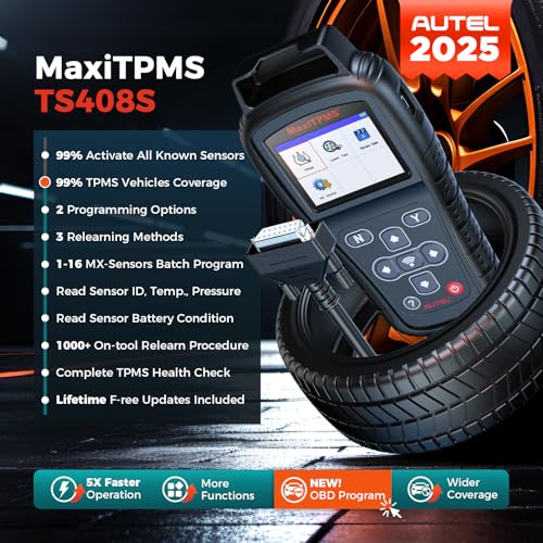 Autel MaxiTPMS TS408S, 2025 TPMS Relearn Tool Updated of TS401 TS408, OBD II Programming Scanner, OEM Sensor(315 433Mhz) Relearn, Activation, Reset, Read Clear DTCs, Smae as TS501 PRO TS508WIFI TS601 - Image 2