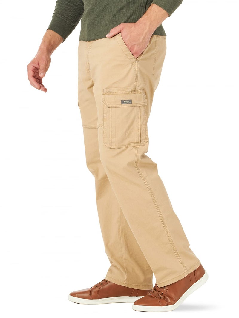 Wrangler Authentics Men's Relaxed Fit Stretch Cargo Pant, Travertine Ripstop, 36W x 32L - Image 4