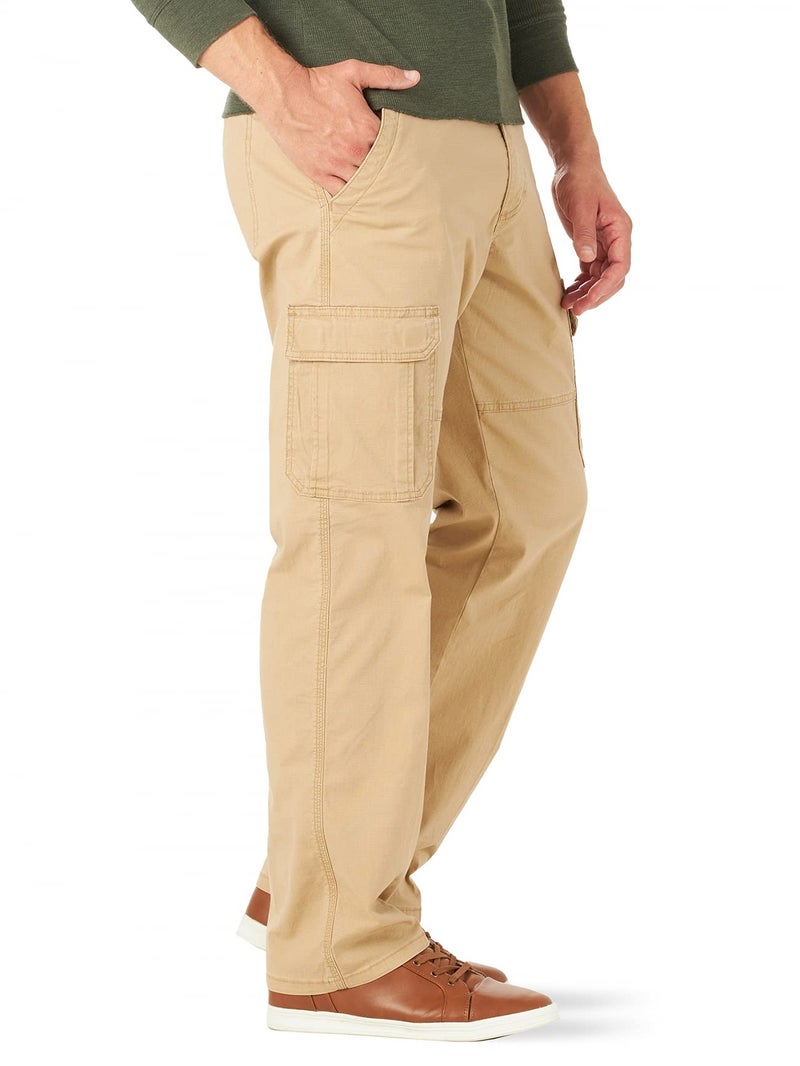Wrangler Authentics Men's Relaxed Fit Stretch Cargo Pant, Travertine Ripstop, 36W x 32L - Image 3