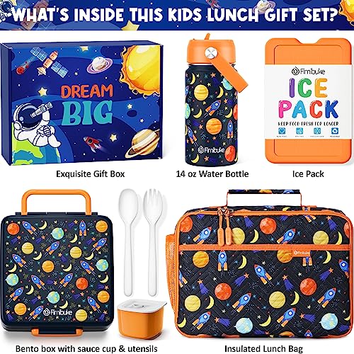 Fimibuke Kids Bento Lunch Box with 4 Compartments, Insulated lunch Bag, Stainless Steel Insulated Water Bottle, Ice Pack & Utensils Set, Birthday Gifts for Ages 3-12 Back to School Toddler Girls Boys - Image 2