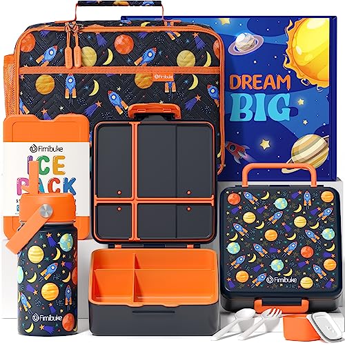 Fimibuke Kids Bento Lunch Box with 4 Compartments, Insulated lunch Bag, Stainless Steel Insulated Water Bottle, Ice Pack & Utensils Set, Birthday Gifts for Ages 3-12 Back to School Toddler Girls Boys - Image 1