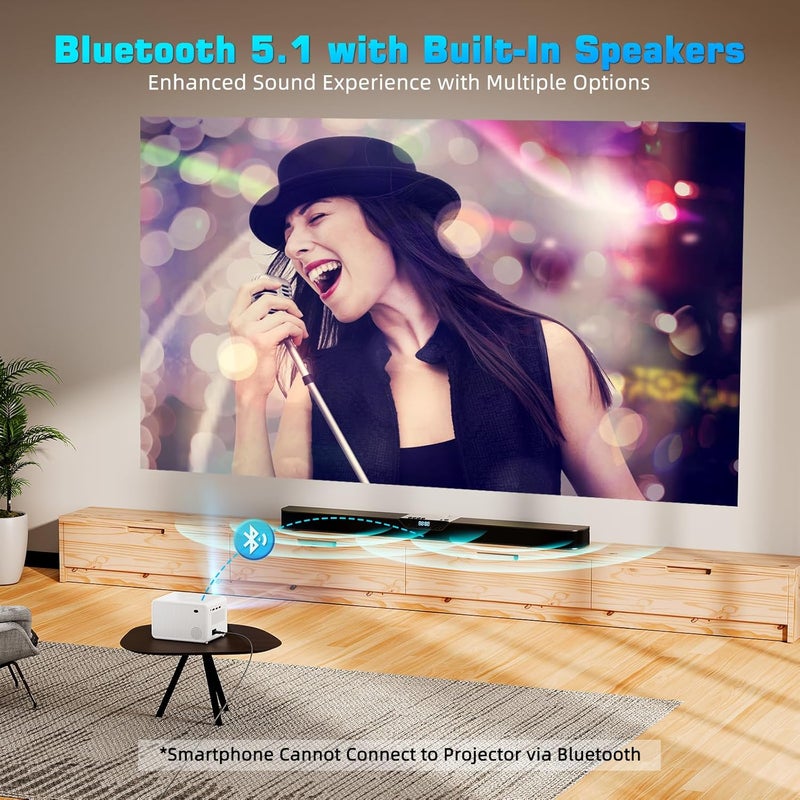 Projector 5G WiFi Bluetooth Full HD 1080P LED 16000 Lumen 200 Inch Zoom Portable Home Cinema Compatible with Smartphone/Fire Stick/Laptop/PS5 - Image 5