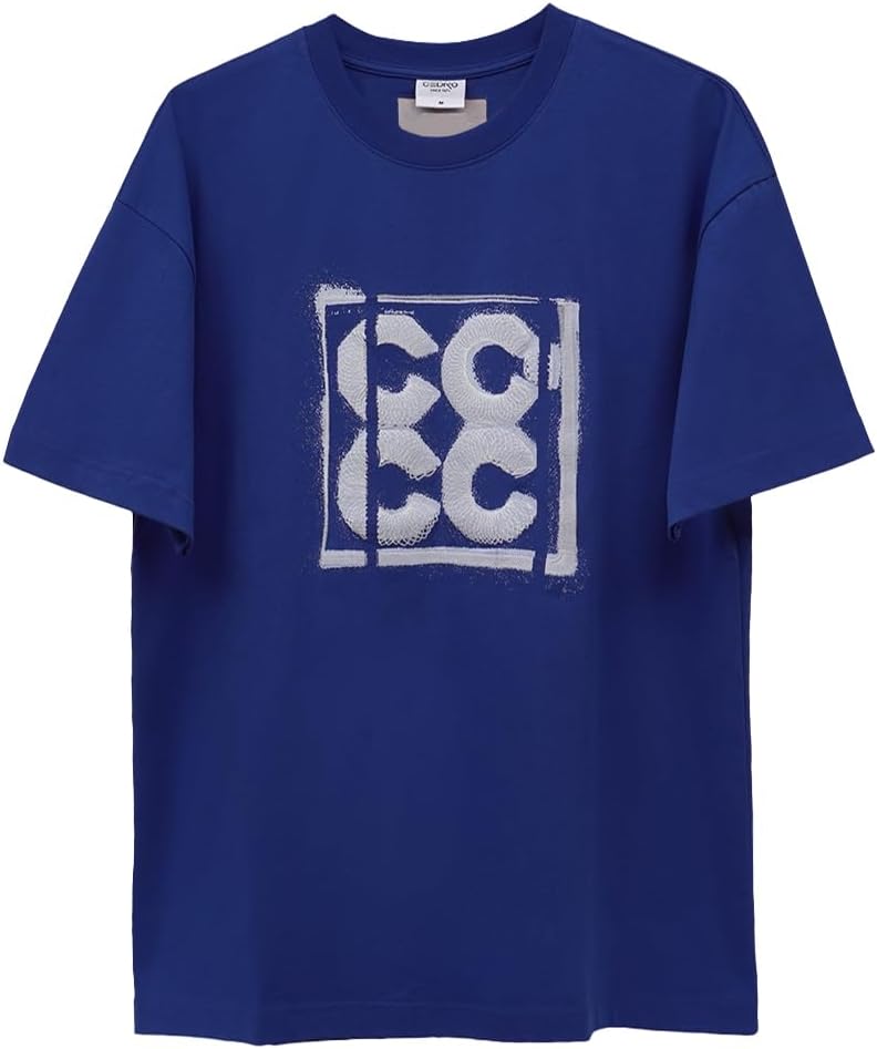 Cedro Men's Oversize Graphic Cotton Tee in Dark Blue - Image 1