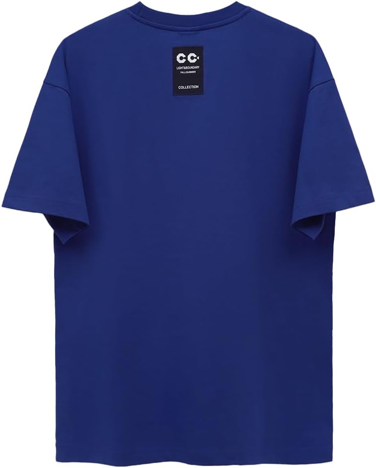 Cedro Men's Oversize Graphic Cotton Tee in Dark Blue - Image 2