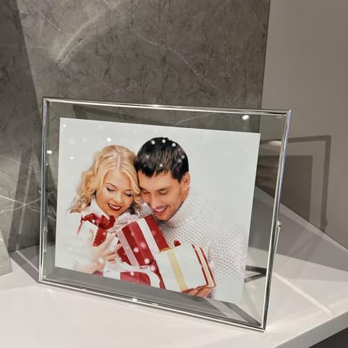 AhaGo Silver Floating Frame, 10"x12", Horizontal, For Picture 8.5x11, 8x10, 7x9, Tabletop Metal Photo Frame, Classy Gift For Anniversary, Wedding or Birthday - Image 5