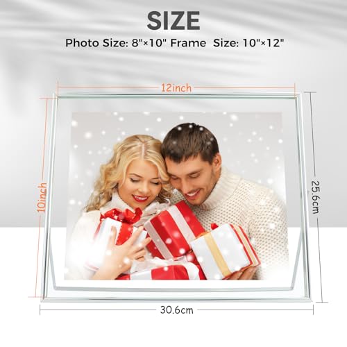 AhaGo Silver Floating Frame, 10"x12", Horizontal, For Picture 8.5x11, 8x10, 7x9, Tabletop Metal Photo Frame, Classy Gift For Anniversary, Wedding or Birthday - Image 2