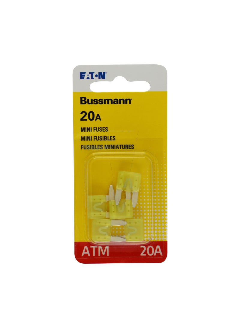 Bussmann Bussmann - BP/ATM-20-RP 0408.1332 BP/ATM-20 20 Amp Fast Acting Mini-Fuse,Yellow  - Image 1