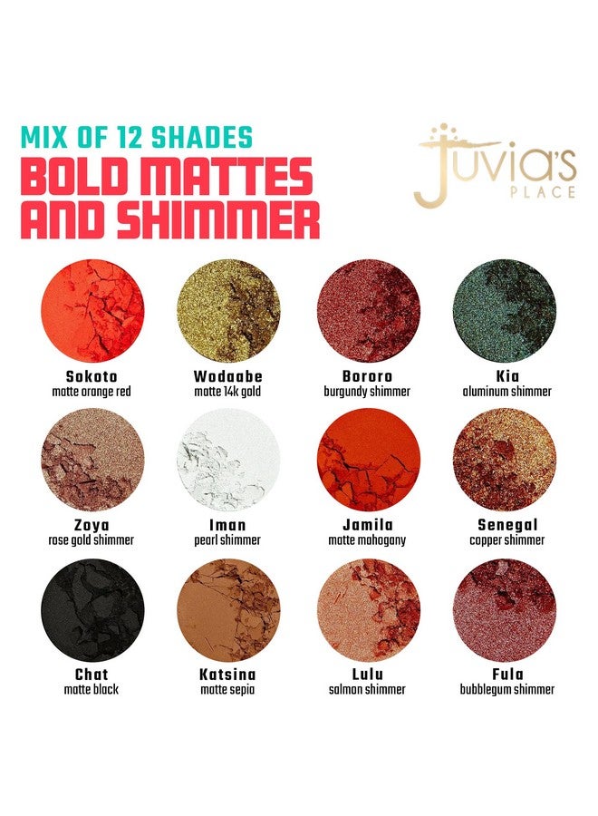 Juvia's Place Palette The Saharan - Reds, Black, White, Golds, Peach, Shades of 12, Bold Mattes and Flattering Shimmer, Professional Eye Makeup, Pigmented Palette for Eye Color & Shine - Image 3