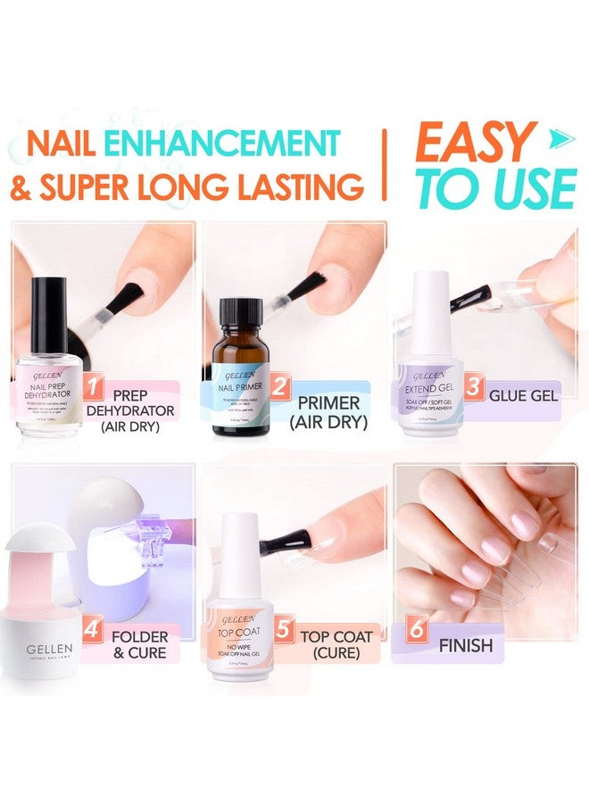 Gellen Gel Tips Nail Extension Kit, Gel x Nail Kit with 240Pcs Almond Nail Tips, 3 in 1 Nail Glue Gel, Nail Prep Dehydrator and Primer, U V LED Nail Lamp, Nail Decorations for DIY Manicure Set - Image 3