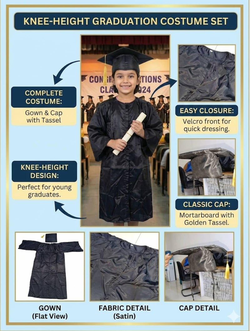 FancyDressWale Convocation Dress graduation gown with cap For Kids (5-7 YRS) - Image 2
