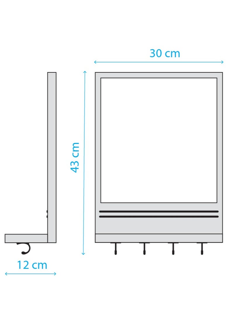 Generic - Wall mounted Multi-Function Mirror, organizer and Key holder - Made of 100% solid beech wood - Image 1