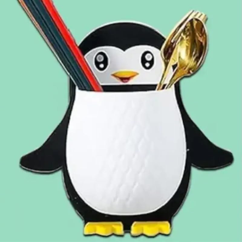 KRAZE KRAZE Toothbrush Holder Penguin Wall Mounted Storage Rack Multifunctional Wall Hanging for Makeup Tools Pens Kitchen Chopsticks Bathroom Living Room Remote Control Storage Pack of 3 Black - Image 4