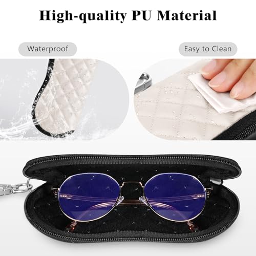 MoKo Eyeglass Soft Case, Zippered Neoprene Sunglasses Pouch with Clip for Men Women, Skin Tone Rhombus - Image 2