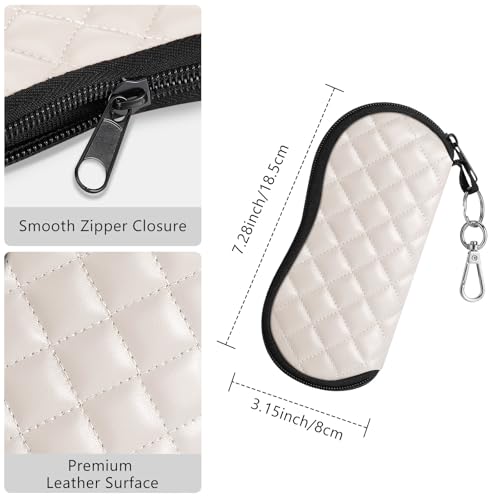 MoKo Eyeglass Soft Case, Zippered Neoprene Sunglasses Pouch with Clip for Men Women, Skin Tone Rhombus - Image 3