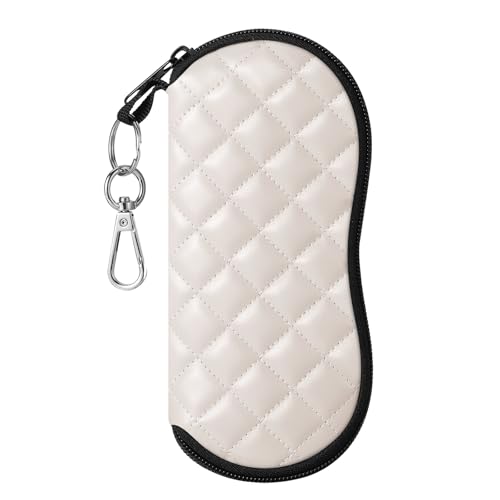 MoKo Eyeglass Soft Case, Zippered Neoprene Sunglasses Pouch with Clip for Men Women, Skin Tone Rhombus - Image 1