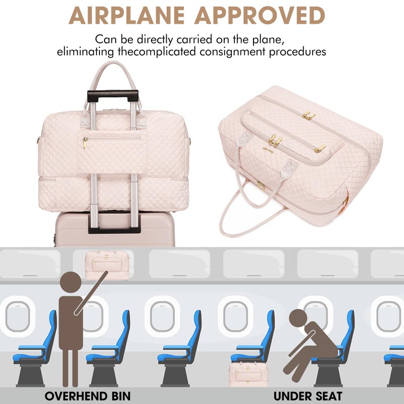 LUOCIP Large Women's Travel Duffle, Weekender with Shoe Compartment, Carry On Overnight Bag, Gym Duffel with Wet Pocket, Hospital Bags for Labor and Delivery 3 PCS Set - Image 5
