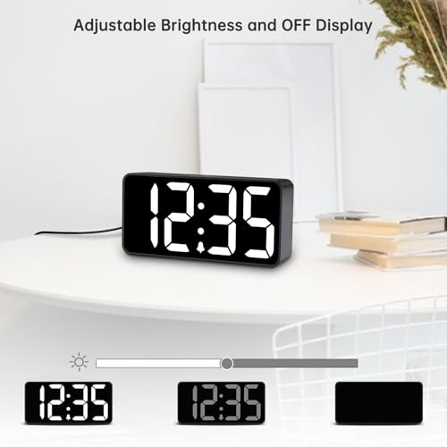 DreamSky Small Digital Alarm Clock for Bederoom, Large Big Numbers Display with Dimmer for Living Room, Electric Bedside Desk Clock with USB Charging Port, Adjustable Volume, USB-C Adapter Powered - Image 3