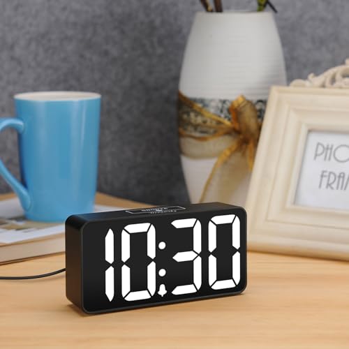 DreamSky Small Digital Alarm Clock for Bederoom, Large Big Numbers Display with Dimmer for Living Room, Electric Bedside Desk Clock with USB Charging Port, Adjustable Volume, USB-C Adapter Powered - Image 5