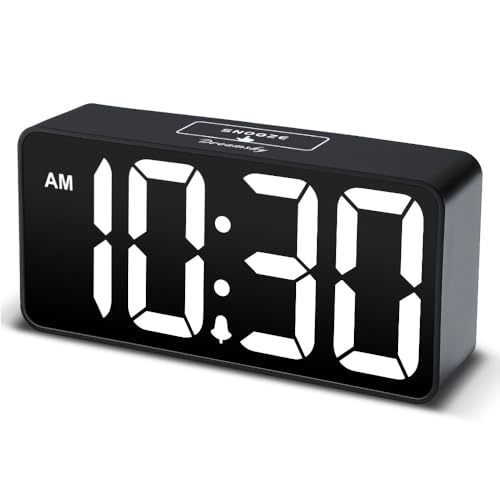 DreamSky Small Digital Alarm Clock for Bederoom, Large Big Numbers Display with Dimmer for Living Room, Electric Bedside Desk Clock with USB Charging Port, Adjustable Volume, USB-C Adapter Powered - Image 1