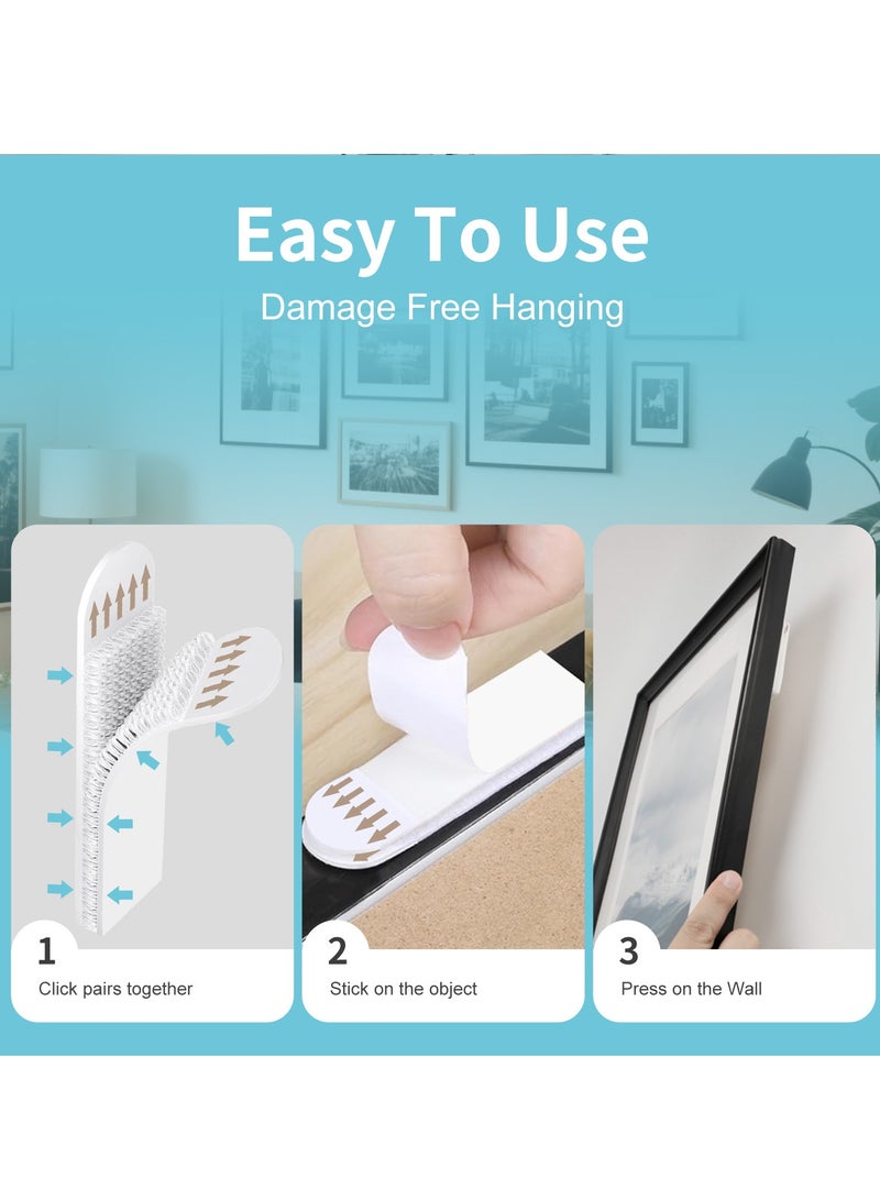 Picture Hanging Strips Heavy Duty, Damage Free Hanging Picture Hangers for Walls, Picture Hanging Kit, Hanging Hooks Without Nails, Medium Poster Wall Strips White 20-Pairs - Image 3