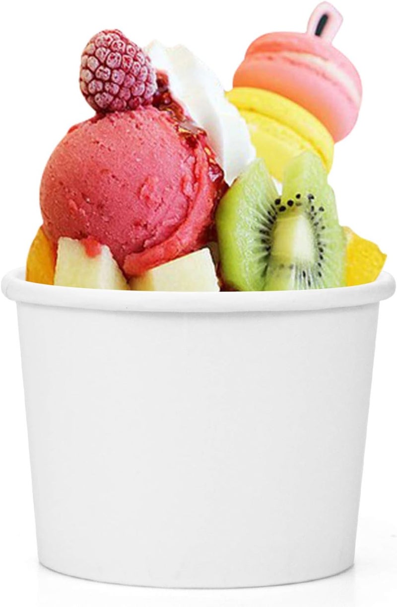 Hedume 75 Pack Ice Cream Cups with 75 Pack Lids, 8 oz Disposable Paper Dessert Bowls for Hot and Cold Food, Soup, Sundae, Frozen Yogurt - Image 2