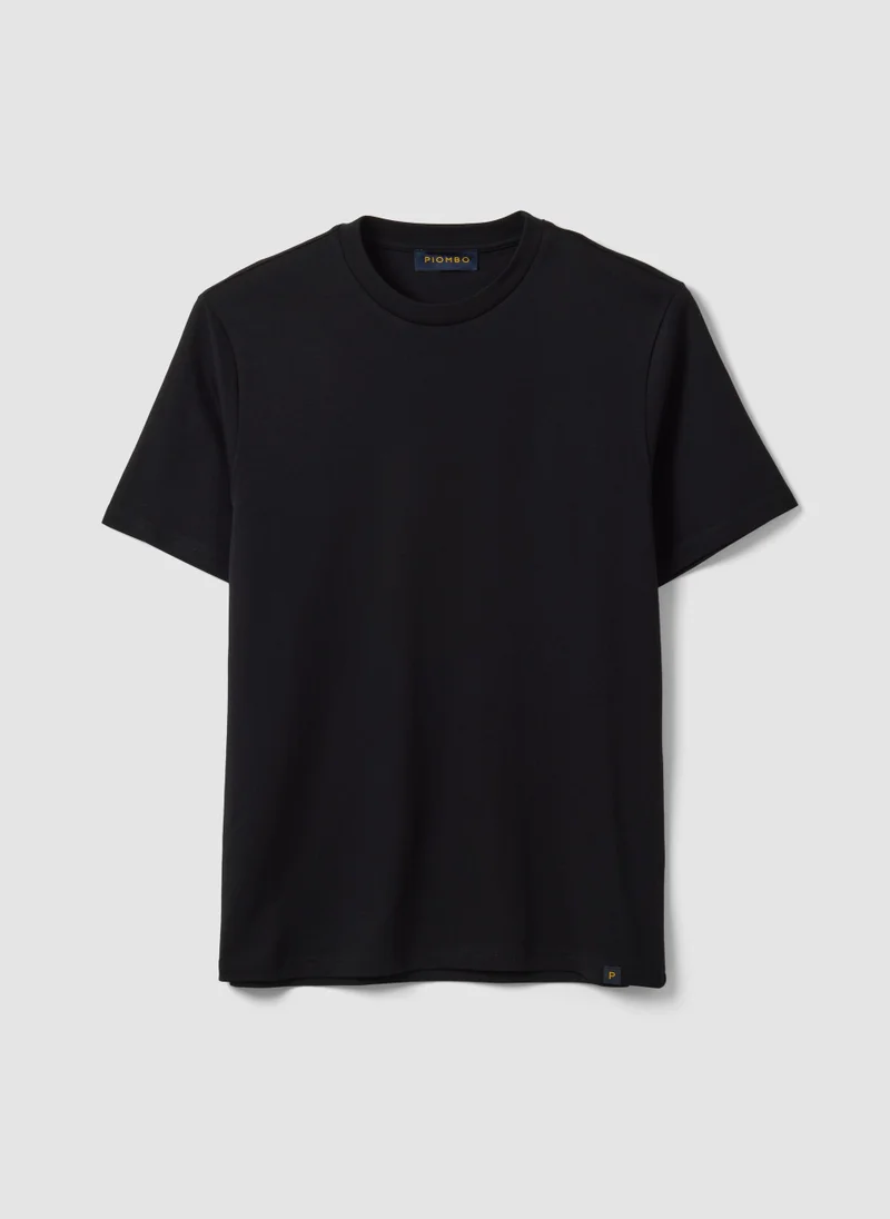 Ovs  OVS Black Crew-Neck Pure Cotton T-Shirt, Regular Fit for Men | Best Price UAE