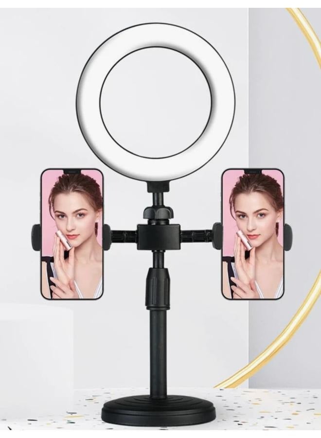 إيزي لايف الهاتف المحمول لايف Selfie حلقة أضواء رفع حامل هاتف محمول ومضات خارجية 6 بوصة LED المزدوج المشبك ملء الضوء - Image 1