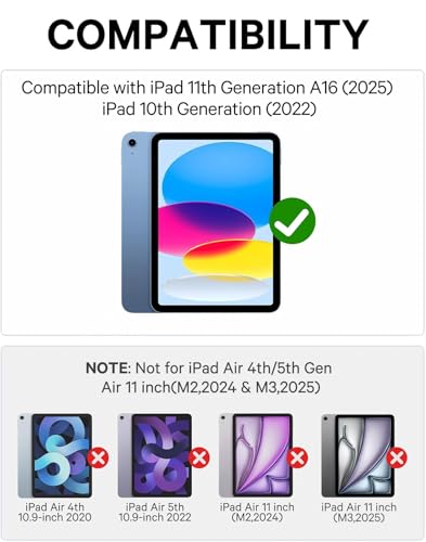 GreenLaw for iPad 11thA16202510th2022 Generation Case with Keyboard MagicStyle Keyboard Stand 7 Color Backlit StainResistant Surface MultiTouch TrackpadObsidian Black - Image 3