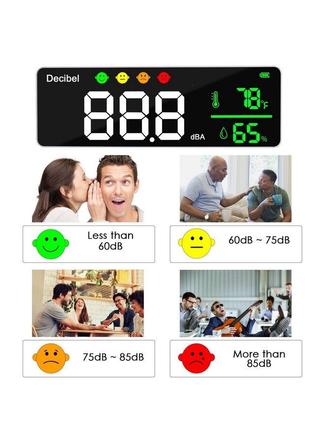 DANOPLUS Decibel Meter Wall Hanging Sound Level Meter 11 inch Large LED Display Noise Temperature Humidity Meter with Alarm Icons Indicator Wide Applications for Classroom, Studio, Home, Factory - Image 2