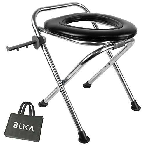 BLIKA Portable Toilet for Camping, 350LBS Stainless Steel Foldable Camp Travel Toilet with Soft Seat for Adults, Portable Potty for Camping, RV Travel, Road Trips - Image 1
