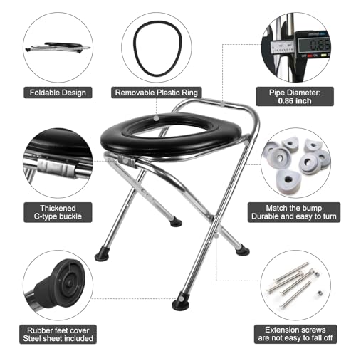 BLIKA Portable Toilet for Camping, 350LBS Stainless Steel Foldable Camp Travel Toilet with Soft Seat for Adults, Portable Potty for Camping, RV Travel, Road Trips - Image 4
