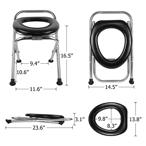 BLIKA Portable Toilet for Camping, 350LBS Stainless Steel Foldable Camp Travel Toilet with Soft Seat for Adults, Portable Potty for Camping, RV Travel, Road Trips - Image 5