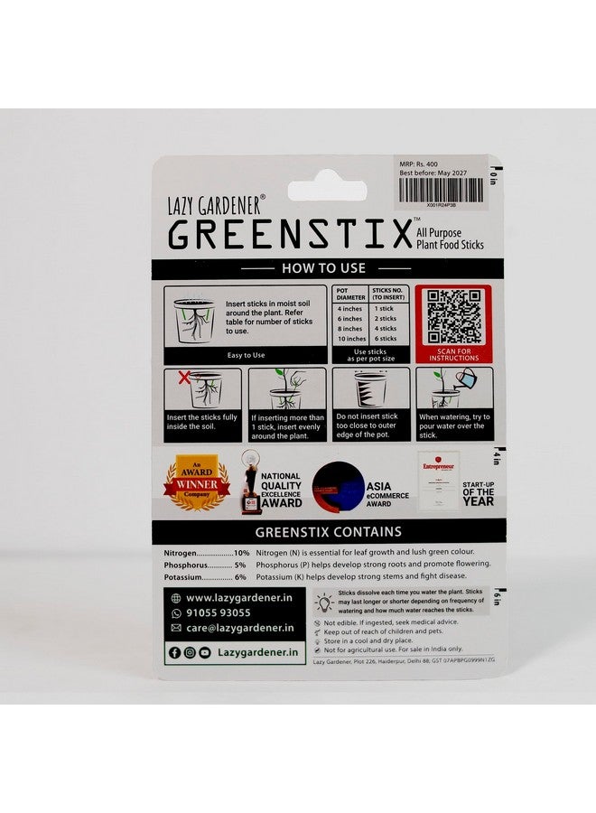 Lazy Gardener سماد النباتات Lazy Gardener greenstix | أعواد سماد عضوي للحديقة المنزلية | أفضل سماد لجميع النباتات (عبوة من 16)  - Image 4