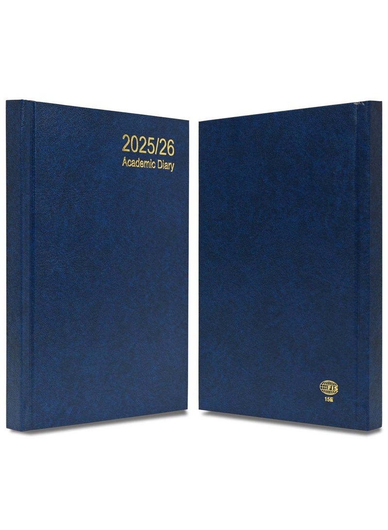 FIS FIS 2025-2026 ACADEMIC DIARY, A5 Size(148x210mm) with Hard Cover Vinyl Materials, English, 60gsm White Paper, Blue Color-FSDI15E2526BL  - Image 2