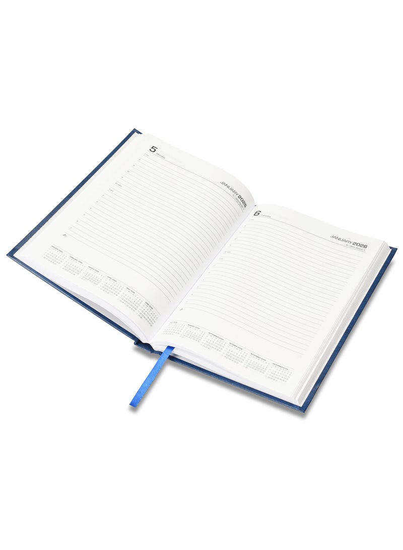 FIS FIS 2025-2026 ACADEMIC DIARY, A5 Size(148x210mm) with Hard Cover Vinyl Materials, English, 60gsm White Paper, Blue Color-FSDI15E2526BL  - Image 4