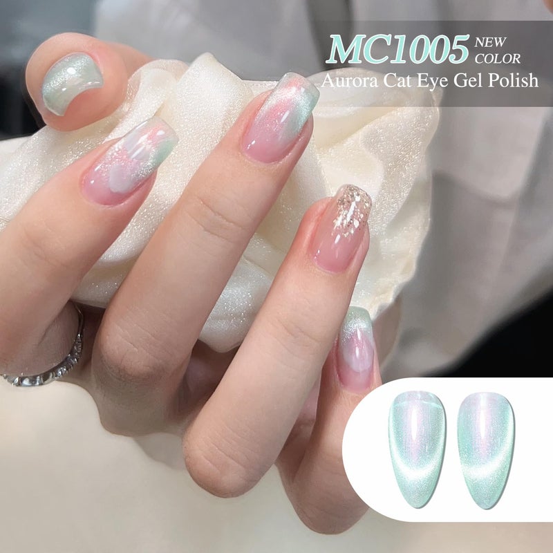 Double Rhythm 6 Colors Cat Eye Gel Polish Set Shimmer Glitter with Magnet Holographic Reflective Magnetic UV Nail Art Kit (6-Kit 11) - Image 3