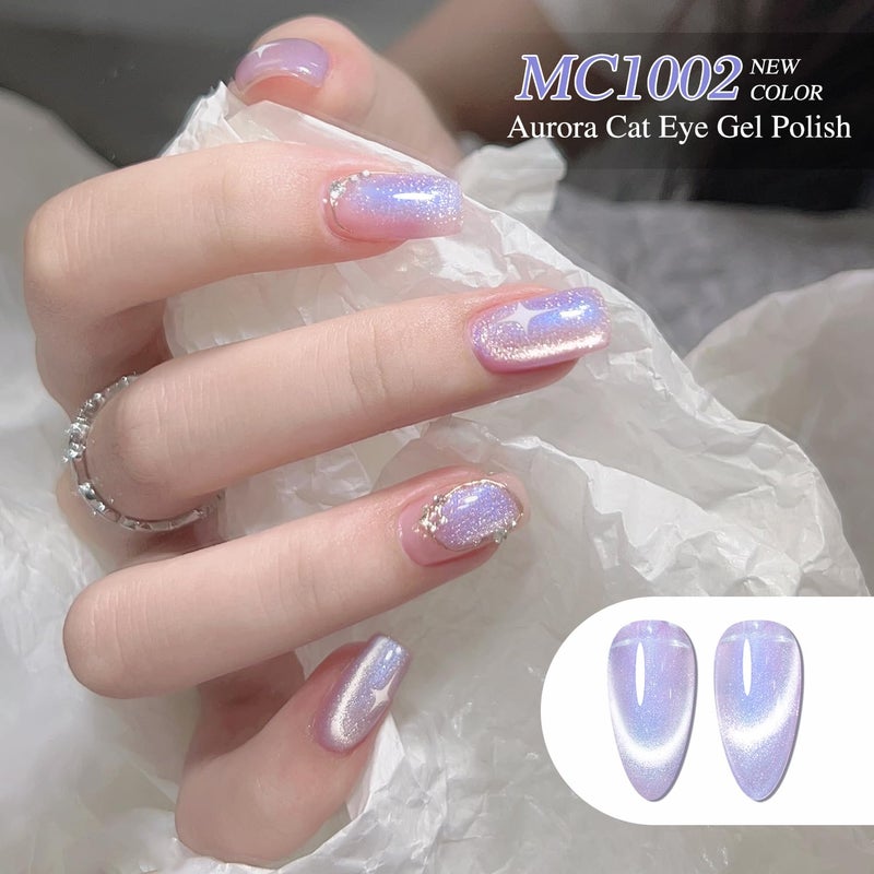 Double Rhythm 6 Colors Cat Eye Gel Polish Set Shimmer Glitter with Magnet Holographic Reflective Magnetic UV Nail Art Kit (6-Kit 11) - Image 2