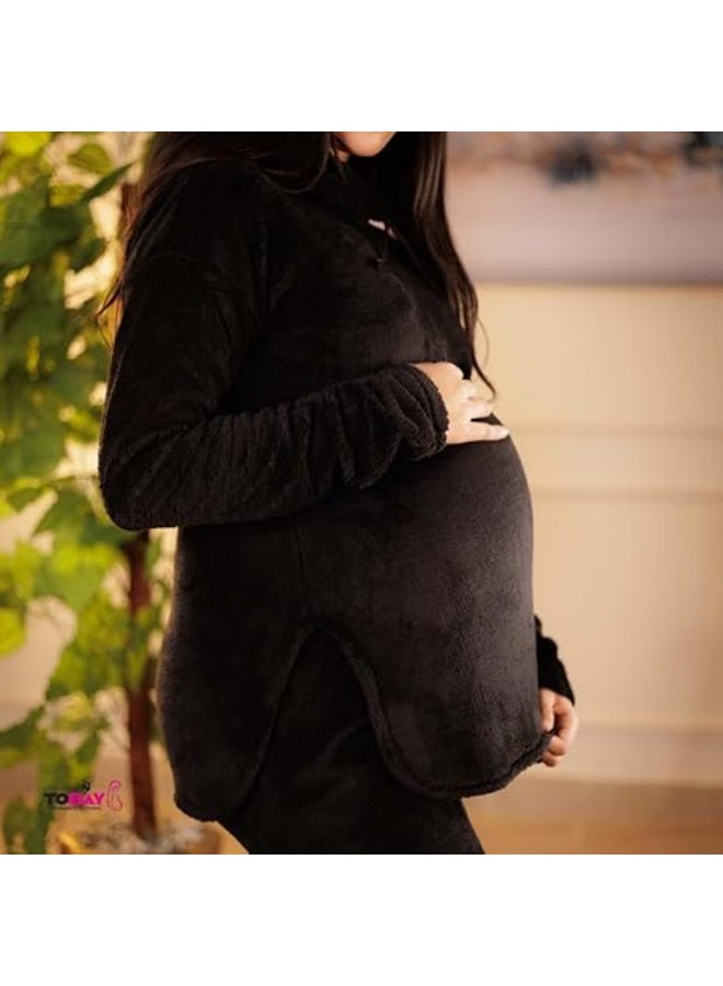 توباي سوت قطعتين شتوي للحوامل – طقم مريح ودافئ بتصميم عصري مناسب لفترة الحمل والرضاعة - Image 1