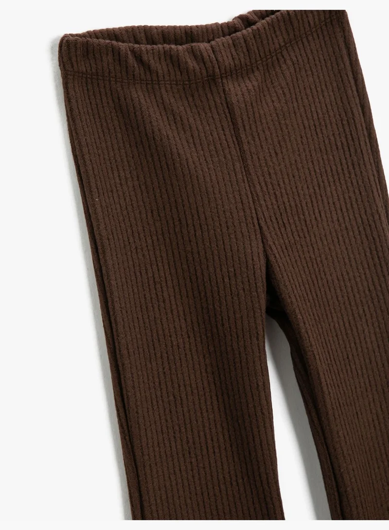 كوتون Flare Trousers Soft Textured Ribbed Elastic Waistband