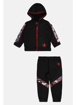 Toddlers Boy 2 Pcs Brand Logo Hoodie And Pant Set, Black