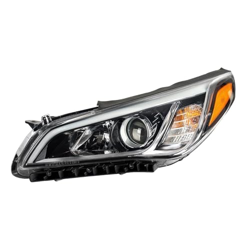 PHILTOP Headlight Assembly Compatible with 2015-2017 Sonata Eco/Limited/SE/Sport (Driver Side), Black Housing with Clear Lens and Amber Reflector, OE-Style Replacement - Image 1