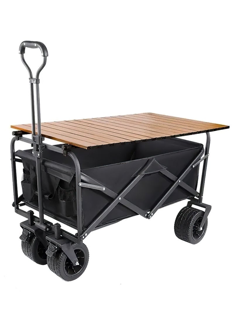 RENOVO Garden Cart Folding Trolley - Practical Trolley for Transporting Items and Materials Outdoors with Cover to Convert It into a Table  - Image 1