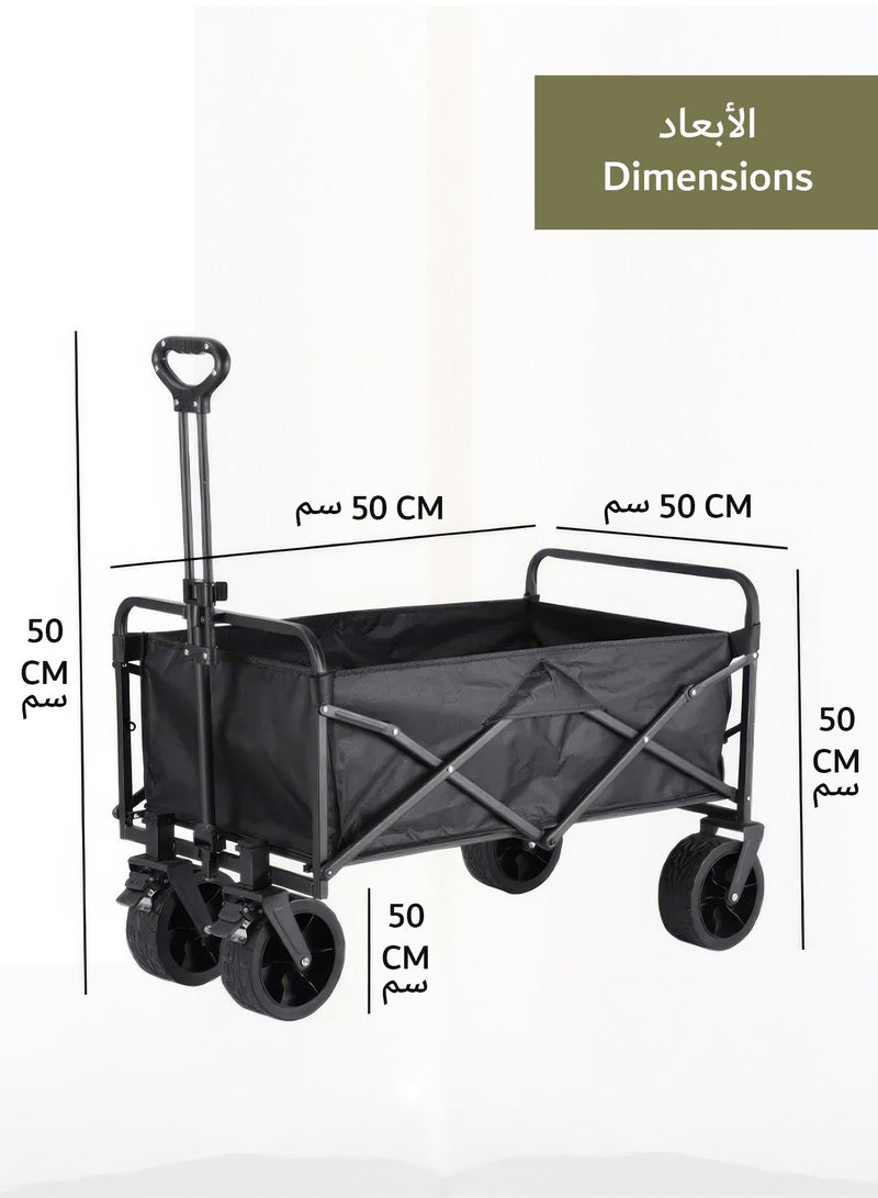 RENOVO Garden Cart Folding Trolley - Practical Trolley for Transporting Items and Materials Outdoors with Cover to Convert It into a Table  - Image 2