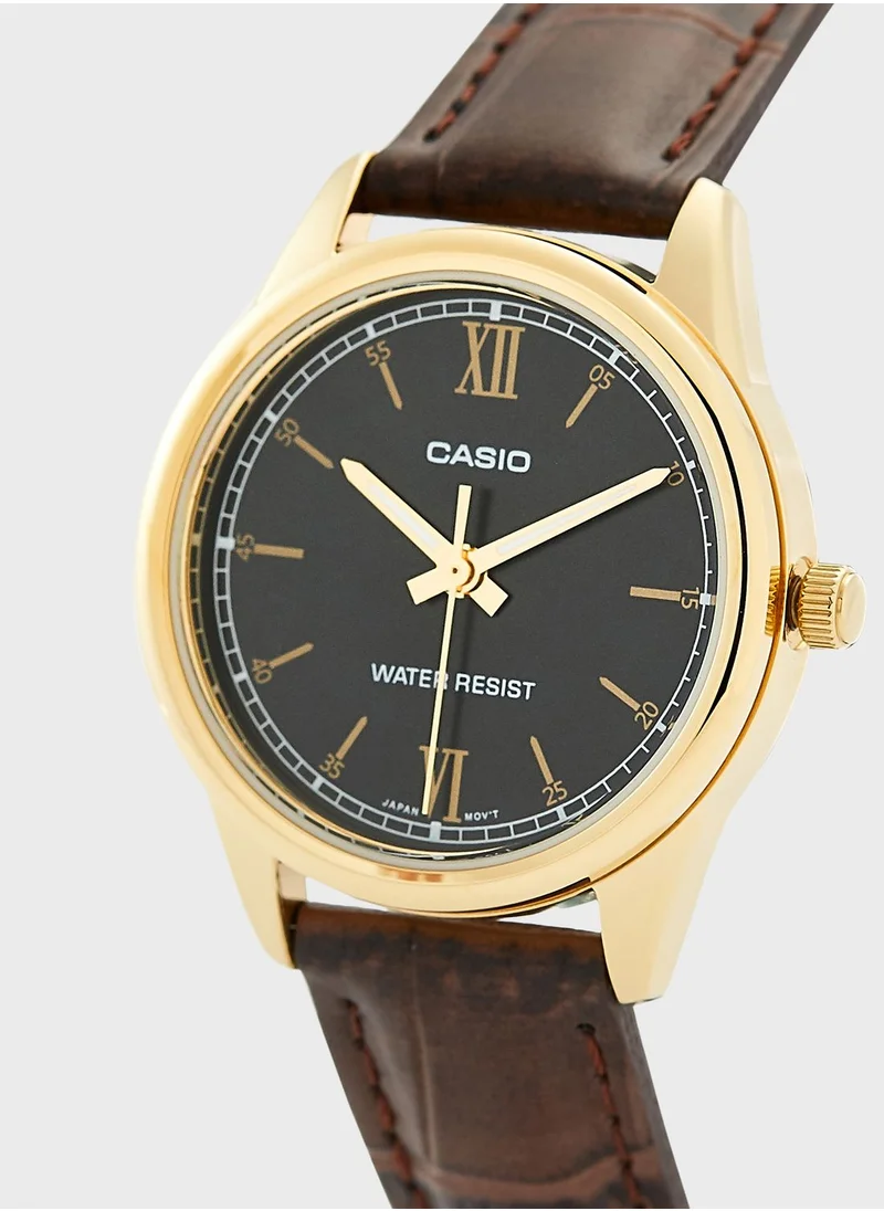 CASIO Leather Strap Analog Watch