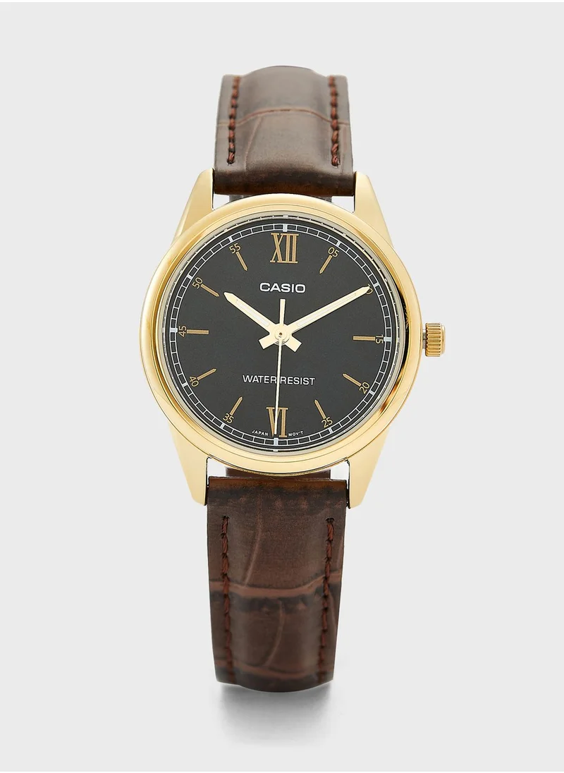 CASIO Leather Strap Analog Watch