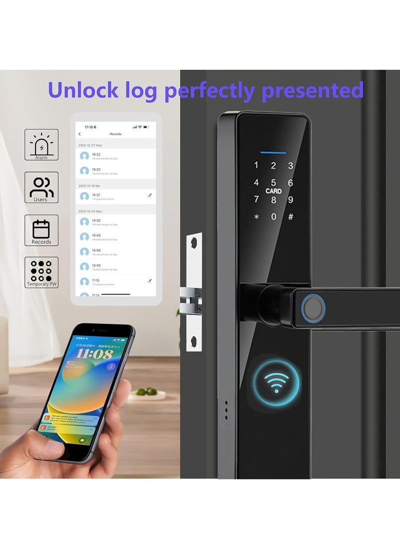 Smart Lock,Keyless Entry Door Bluetooth Lock,Fingerprint Door Lock,WiFi Electronic Digital Door Lock with Keypad,Free APP,Auto Lock,Password,IC Card for Home Office Apartment