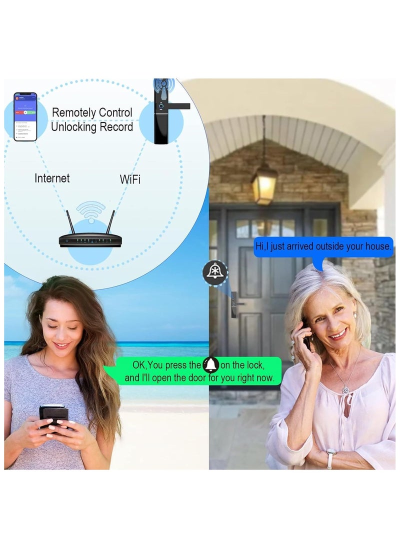 Smart Lock,Keyless Entry Door Bluetooth Lock,Fingerprint Door Lock,WiFi Electronic Digital Door Lock with Keypad,Free APP,Auto Lock,Password,IC Card for Home Office Apartment